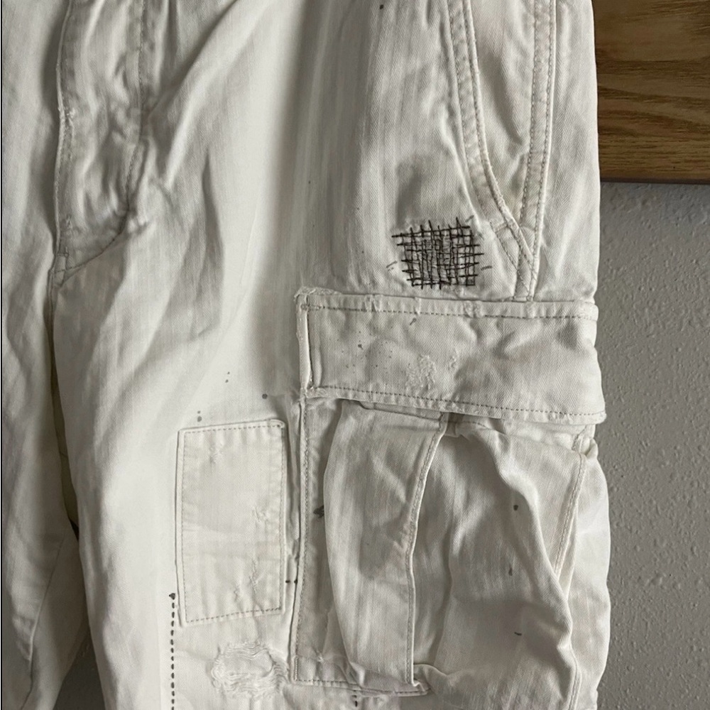 Denim &Supply Ralph Lauren White Cotton Cargo Shorts Mens Size 36 American Flag. - Picture 7 of 16